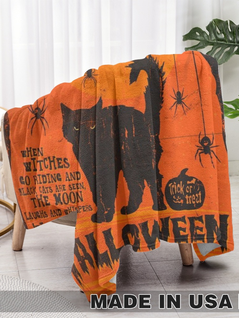 Halloween Black Cat Throw Blanket - 40x50in
